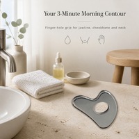 XUNMEI Outil de soin du visage et du cou, grattoir Gua Sha en acier inoxydable, planche de massage pour drainage lymphatique de la mâchoire et du cou