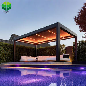 Pérgola de Aluminio con Rejillas para Jardín Moderno de 10x10, 13x10, 13x13, 20x13 Pies, Cubierta de Lujo para Patio, Pérgola Motorizada Automática para Exteriores - Product Image 3