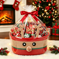 Panier de rangement carré en corde de coton fait main, style moderne et minimaliste, pour bonbons et snacks de Noël, organisateur de jouets pour enfants, décoration intérieure