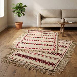 Handmade Bohemian Geometric Pattern Eco-friendly Straw <b>Rugs</b> with Customizable Sizes and Colors - Product Image 1