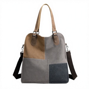 Nouveau Sac Bandoulière Grande Taille Tendance 2026 avec Fermeture Éclair, Texture Rétro et Contraste de Couleurs pour Femme, en Toile avec Doublure en Polyester - Product Image 2