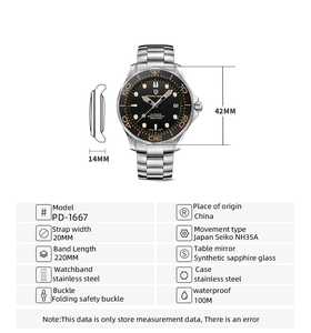 นาฬิกาข้อมือผู้ชาย <span class=keywords><strong>PAGANI</strong></span> <span class=keywords><strong>DESIGN</strong></span> รุ่น PD-1667 <span class=keywords><strong>NH35</strong></span> เครื่องจักรกลหรูหรา กันน้ำ 100 เมตร ขอบเซรามิก แสดงวันที่ ตัวเรือนเหล็กทั้งหมด - Product Image 6