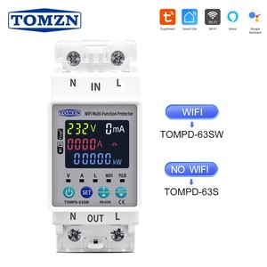 Interrupteur intelligent WIFI TOMZN 63A 110V 230V, compteur Kwh, disjoncteur, minuterie avec protection <span class=keywords><strong>contre</strong></span> la tension, le <span class=keywords><strong>courant</strong></span> et les fuites. - Product Image 2