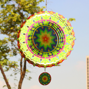 Đồ Trang Trí Sân Vườn 12 Inch Thay Đổi Màu <span class=keywords><strong>Laser</strong></span> Cắt Thép Không Gỉ 3D Treo Kim Loại Lá Gió Spinner - Product Image 3