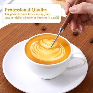 Plantillas de Acero Inoxidable de Doble Punta para Café, Herramientas Profesionales para Baristas, para Arte Latte, Capuchino, Espresso y Bebidas de Chocolate Caliente - Product Image 2