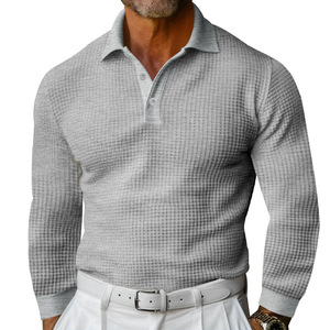 Custom Men <b>Waffle</b> Knit Short Sleeve for <b>Shirt</b> Printed Logo Front Breathable 210GSM 100% Polyester Golf Workwear Top - Product Image 3