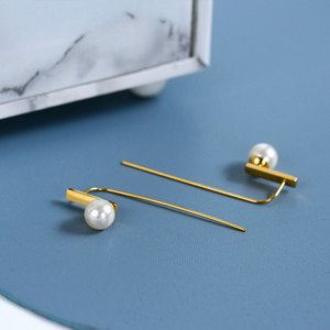 Boucles d'oreilles classiques vintage en acier inoxydable étanche, plaquées or PVD 14k 18k, bijoux de mode pour femmes, boucles d'oreilles à clous en perles pour femmes - Product Image 4