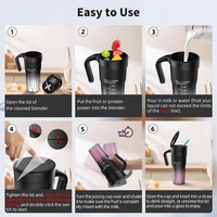 2025 Nieuwe Oplaadbare Draagbare Blender Mini Elektrisch Sap Cup 470Ml Hoge Snelheid Roterende Roeren 6-Blade Ultra Scherp