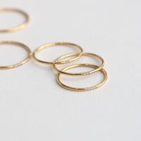 Mini Bagues en Zircon Cubique Plaqué Or 18K, Anneau Géométrique Circulaire en Zircon, Bijoux Minimalistes Simples en Acier Inoxydable, Nouveauté Tendance