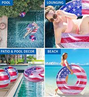 Nouveau Style Anneau De Natation À L'eau Gonflable Piscine Flotteur Tube Anneau De Bain avec Étincelle Argent Étoiles Confettis Cool USA Drapeau Conception