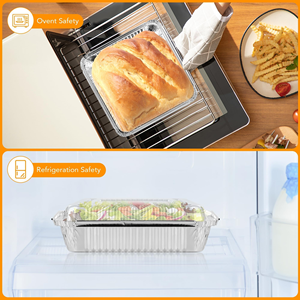 8''x 8'' Heavy Duty Disposable Aluminum <b>Foil</b> <b>Containers</b> Square Takeaway Food Tray Baking Pans with Plastic Lid - Product Image 5