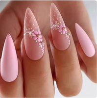 Faux ongles en acrylique à presser, faits main, style stiletto, couvrance totale, pointe aiguisée, pour femmes, pour fêtes et usage quotidien