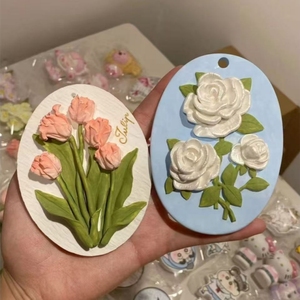 Pendentif en plâtre à peindre soi-même pour l'aromathérapie, motif floral en relief, activité créative pour enfants, ornement pour la maison <span class=keywords><strong>et</strong></span> la voiture, cadeau pour la Fête des Mères - Product Image 6