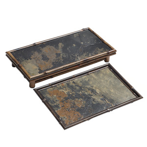 Baoming Rock Bamboo <b>Tea</b> Tray 20x15cm Durable Chinese Zen Style <b>Tea</b> <b>Set</b> Storage Flat Shape - Product Image 5