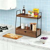 Organisateur de salle de bain pour comptoir avec tiroir, organisateur de comptoir en bois pour la décoration de la salle de bain, étagère d'évier pour rangement sous la vanité