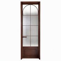 Porte intérieure en bois cintrée avec verre dépoli et panneau encastré, style Shaker, pour villa