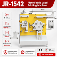 Machine d'impression d'étiquettes textiles Flexo JR-1542, 6 couleurs, 60 m/min, machine d'impression d'étiquettes tissées pour vêtements, performance stable