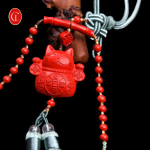 เครื่องราง<span class=keywords><strong>แมว</strong></span>กวักนำโชคสีแดงสำหรับเด็ก ทำจากทองแดงแดง ใช้ตกแต่งรถยนต์และบ้าน - Product Image 5