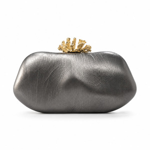 Stylish <b>Silver</b> PU Clutch Bag with Gold Crown Custom Luxury Women's Evening Bags Shell Pattern High Quality - Product Image 1