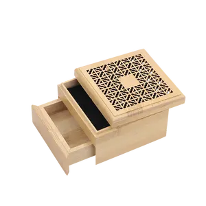 Miniquemador de incienso de madera de bambú, doble capa, cuadrado, Árabe