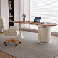 Bureau incurvé de style crème, bureau d'ordinateur moderne et minimaliste pour le bureau à domicile
