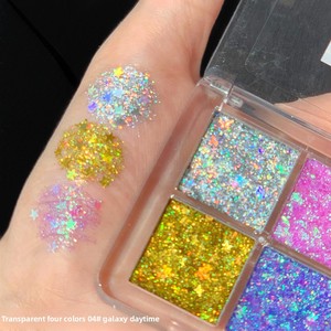 Palette de fards à paupières gel scintillants haute pigmentation quatre couleurs pour scène, fête, maquillage sirène et smoky – Cosmétiques de beauté - Product Image 4