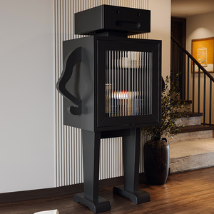 Solid Wood <b>Mini</b> Wine Cabinet <b>Robot</b> Design Glass Door Home Bar Cabinet For Elder - Product Image 4
