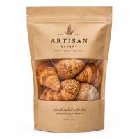 Sachet autoportant en papier kraft pour pain, avec fenêtre et fermeture zip, qualité alimentaire, résistant à l'humidité, pour boulangerie