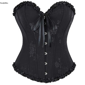 Corsetto da donna vintage taglie forti, elegante e classico, stile corte, con lacci posteriori regolabili, fiocco e broccato, con stecche e allacciatura. - Product Image 3