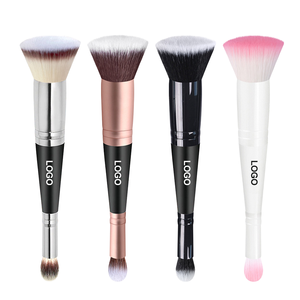 Brocha de Maquillaje <span class=keywords><strong>Angular</strong></span> de Doble Cabeza con Logotipo Personalizado a Precio de Fábrica, Mango de Madera, Pelo Sintético Ultra Suave de Alta Calidad para Difuminar - Product Image 2