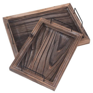 Venta al por mayor bandeja de madera rústica para servir para el desayuno, té, decoración del hogar y bandeja de madera para servir comida para uso doméstico - Product Image 2