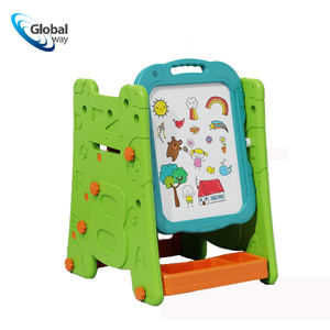 Pizarra de Aprendizaje de Doble Cara para Niños con Estante de Almacenamiento, Pizarra Blanca/Ábaco, Azul y Rosa, Incluye Juego de Arte, Juguete Educativo para Niños de 3+ Años - Product Image 1