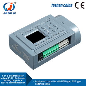 Huaqingjun 8-in 8-out Transistor đầu ra PLC Analog Kết quả đầu ra 0-20ma 4-20mA <span class=keywords><strong>RS485</strong></span> modbus PLC điều khiển cho VFD - Product Image 4