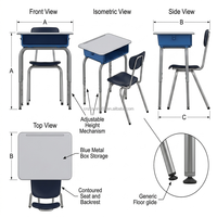 Muebles Escolares al por Mayor de Fábrica Zoshine, Juego de Escritorio y Silla Ajustable para Estudiantes de Primaria y Secundaria con Cajón para Libros