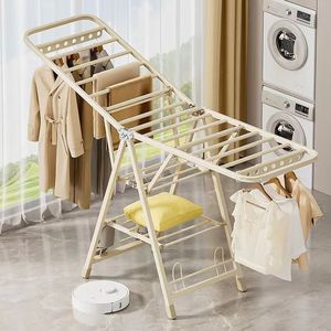Floor Standing Folding Clothes Rack Rectangle Thickened Drying Rack For Home Indoor Balcony Baby Clothes Quilts - Product Image 3