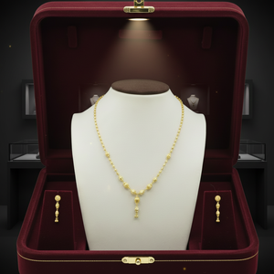 Elegante Collar de Dos Tonos con Cuentas Doradas y Colgante Central, Joyería Ligera para Uso Diario para Mujer, Estilo Tradicional y Moderno - Product Image 3