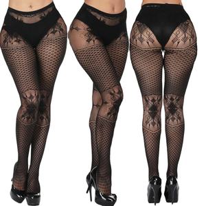 Zs2630 Halloween Sexy Jacquard résille bas haute élastique <span class=keywords><strong>semi</strong></span>-<span class=keywords><strong>collant</strong></span> avec maille crâne <span class=keywords><strong>opaque</strong></span> tricoté collants - Product Image 1