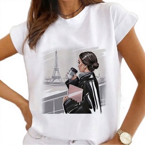 T-shirt imprimé respirant et écologique pour femme, manches courtes, col rond, décontracté, pour le travail - Product Image 4