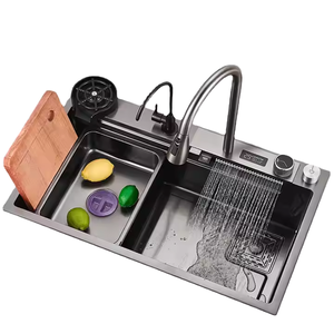 Évier de cuisine moderne intelligent Libert en acier inoxydable 304, grand modèle, fait main, cuve carrée unique, un trou, surface laquée laiton brillant - Product Image 4