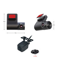 Mini caméra espion double objectif 1080P+720P, enregistreur vidéo pour véhicule, caméra de rétroviseur avec caméra
