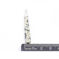 Pendentif en jaspe dalmatien 48-50 MM, forme allongée en goutte, laiton plaqué argent, pour la création de bijoux
