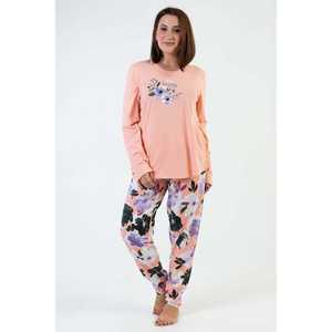 Ensemble de pyjama pour femmes Happier XXL, manches longues, tricoté, imprimé floral, vêtements de nuit décontractés, rose bébé, deux pièces - Product Image 4