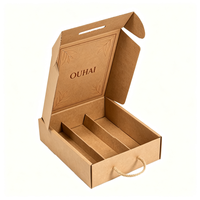 Boîte cadeau en carton ondulé kraft personnalisée avec logo imprimé, poignée en corde et séparateur pour l'emballage de bière, tequila, vodka, whisky et autres alcools.