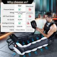 Système de pressothérapie professionnel à 6 chambres, bottes de compression d'air 260 mmHg, écran tactile LCD, appareil de drainage lymphatique et de récupération