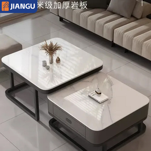 适合小户型的方形钢化玻璃咖啡桌-现代简约奢华设计，带储物空间 - Product Image 4