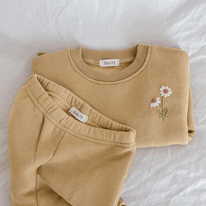 Completo Sportivo in Pile per Neonati e Bambini con Felpa Pullover e Pantaloni Jogger Ricamati a <span class=keywords><strong>Margherita</strong></span> - Product Image 5