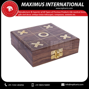 Wooden Family Board Game Set Storage Box Dominoes Dice <b>Playing</b> <b>Cards</b> Tic Tac Toe Metal Noughts & Crosses Decorative Knick Knack - Product Image 4