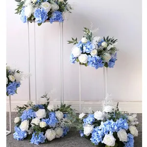 GIGA lüks gül topu centerpieces düğün masa özelleştirmek için mavi 40cm yapay çiçek top düğün ipek