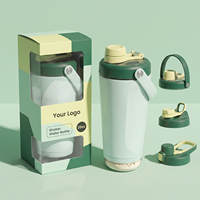 Bouteille shaker protéinée 20oz en gros avec compartiment de rangement inférieur amovible, poignée de transport, logo personnalisé, bouteille de sport fitness