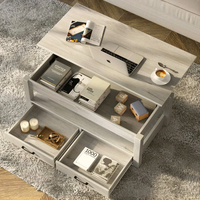 Combohome Table basse élévatrice en bois rustique en bois avec compartiment caché et étagère de rangement réglable